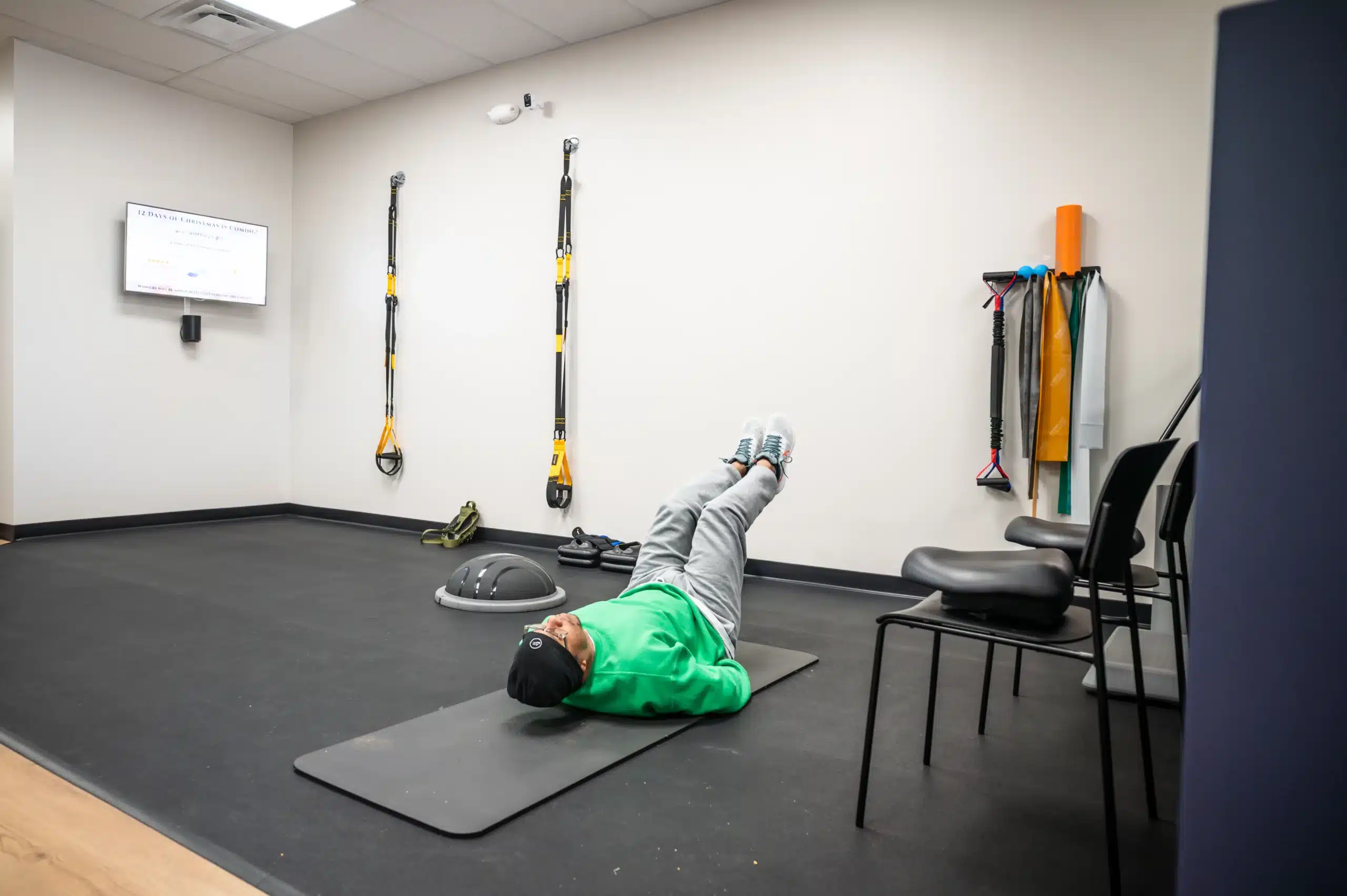Patient performing active rehabilitation exercises at Limitless Chiropractic in Fort Worth to improve strength, mobility, and recovery
